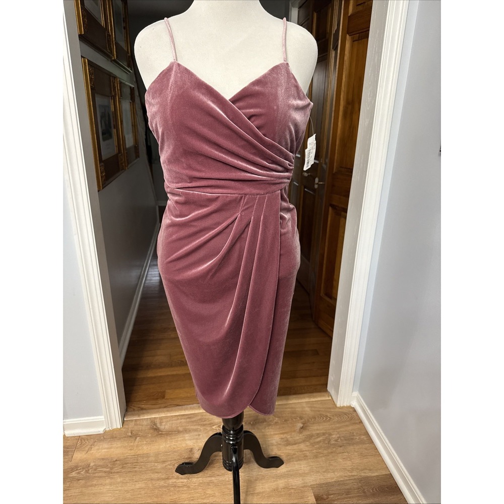 Betsy & Adam Dusty Rose Velvet Cocktail Dress 8 NWT